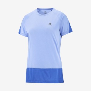 Camiseta Salomon CROSS RUN Mujer Azules | EC3082SGL