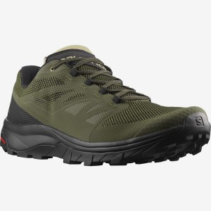 Zapatillas de Senderismo Salomon OUTLINE GORE-TEX Hombre Verde Oliva Negras | EC2025DFM