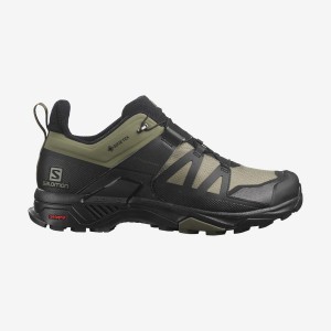 Zapatillas de Senderismo Salomon X ULTRA 4 WIDE GORE-TEX Hombre Verde Oliva Negras | EC2073HAP