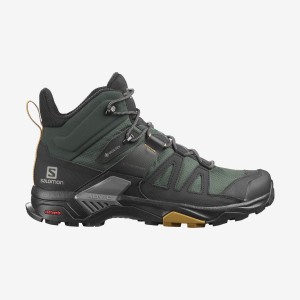 Zapatillas de Senderismo Salomon X ULTRA 4 MID GORE-TEX Hombre Verde Negras | EC2083MQZ