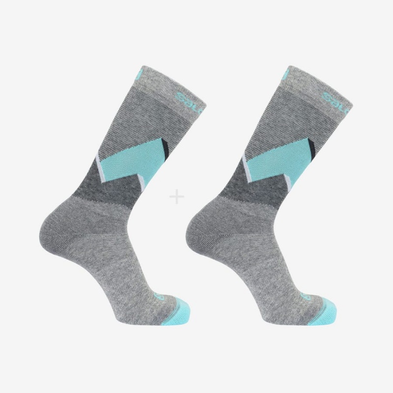 Calcetines Salomon OUTLINE CREW 2-PACK Hombre Gris Turquesa | EC2678BEX