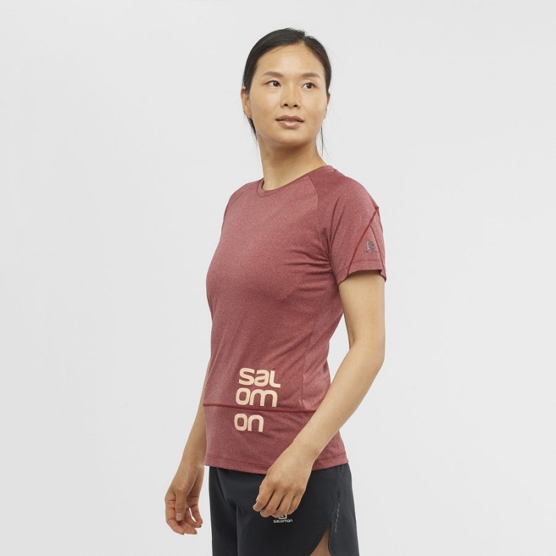 Camiseta Salomon CROSS RUN GRAPHIC Mujer Rojas | EC3078OKI