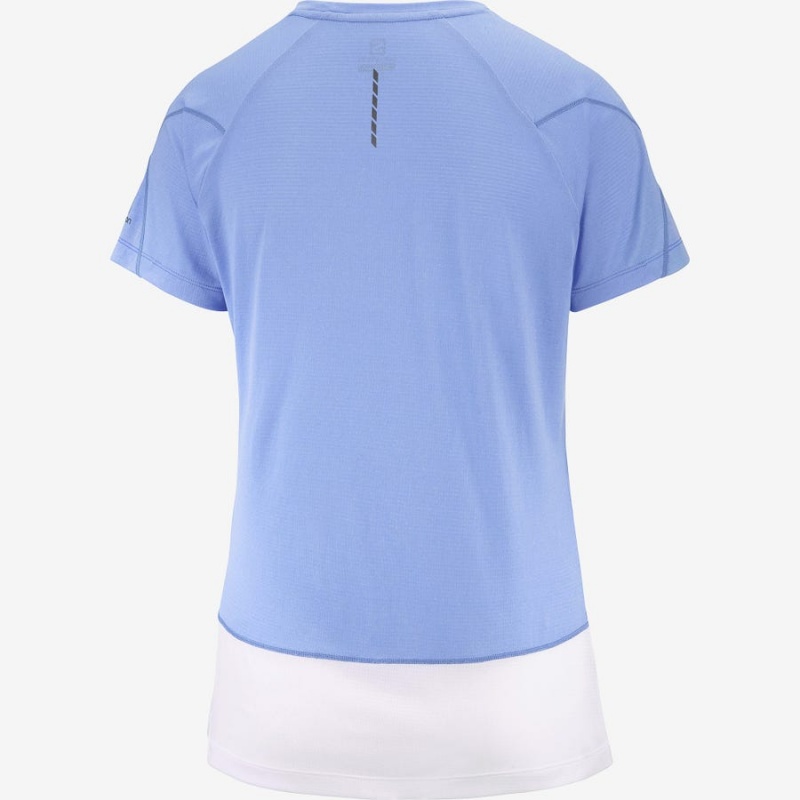 Camiseta Salomon CROSS RUN GRAPHIC Mujer Blancas Azules | EC3079PJJ