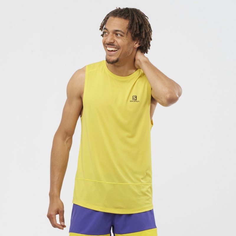 Camiseta Salomon CROSS RUN Hombre Amarillo | EC2392NWY