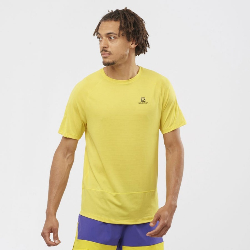 Camiseta Salomon CROSS RUN Hombre Amarillo | EC2396EBC