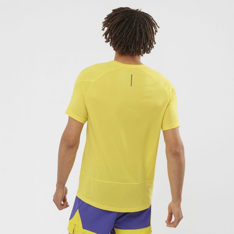 Camiseta Salomon CROSS RUN Hombre Amarillo | EC2396EBC