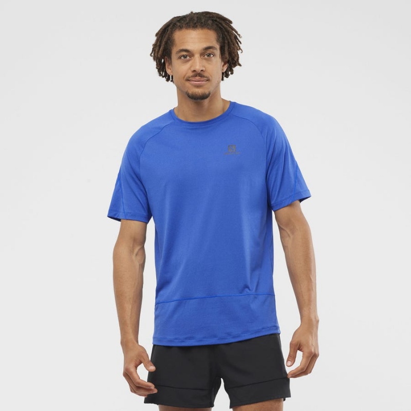 Camiseta Salomon CROSS RUN Hombre Azules | EC2395WNB