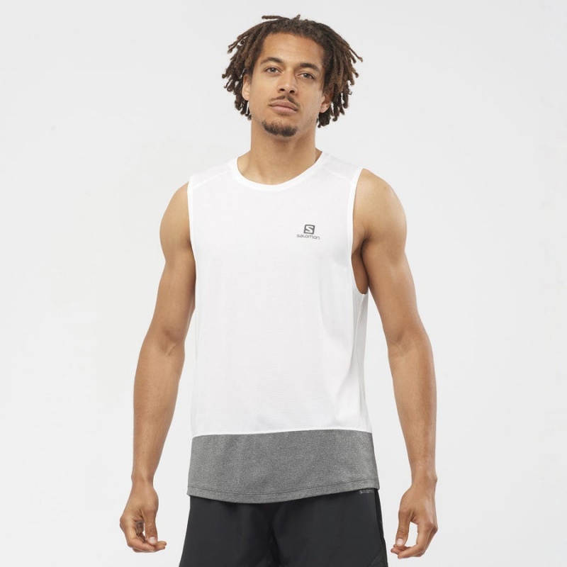 Camiseta Salomon CROSS RUN Hombre Blancas | EC2391BEX