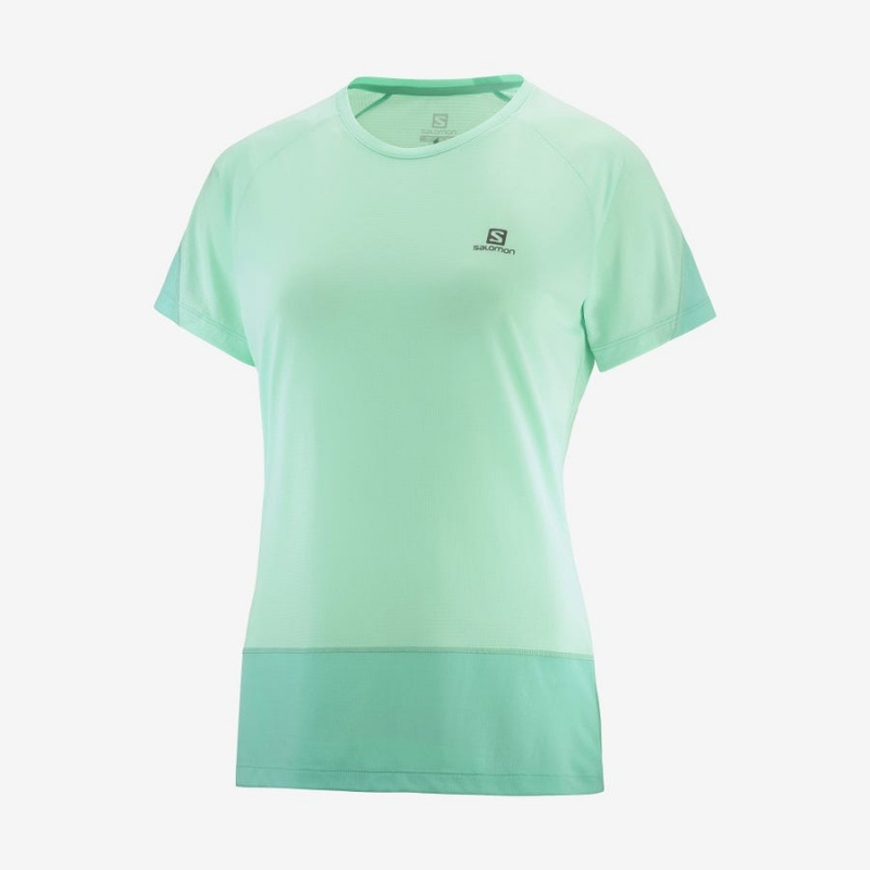 Camiseta Salomon CROSS RUN Mujer Verde | EC3084FDN