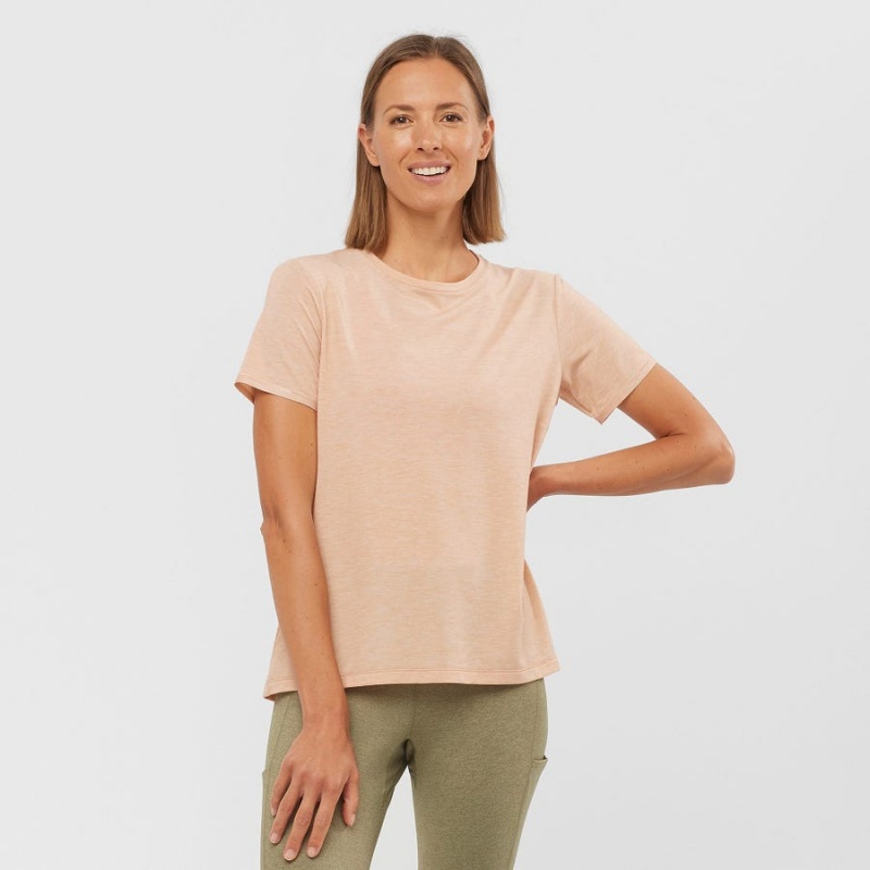 Camiseta Salomon ESSENTIAL TENCEL Mujer Beige | EC3059HAP