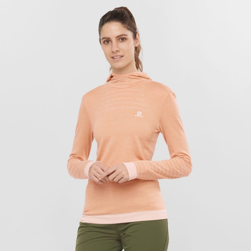 Camiseta Salomon ESSENTIAL WOOL Mujer Beige | EC3061KOR