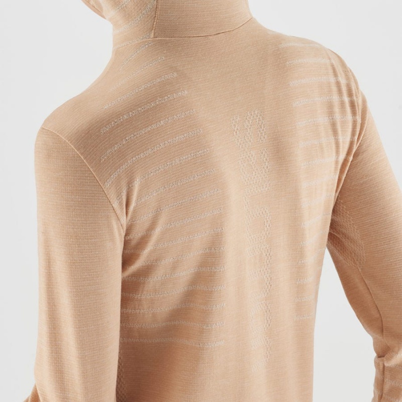 Camiseta Salomon ESSENTIAL WOOL Mujer Beige | EC3061KOR