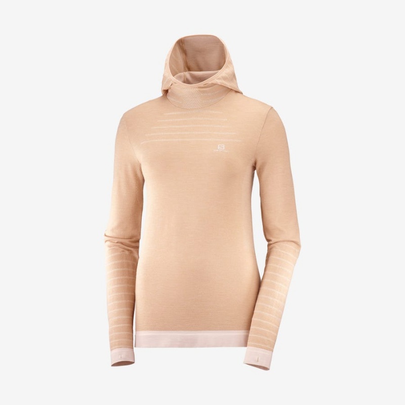 Camiseta Salomon ESSENTIAL WOOL Mujer Beige | EC3061KOR