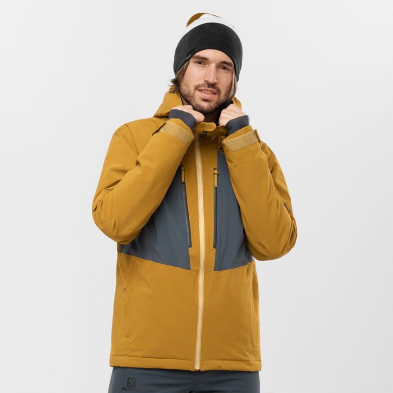 Chaquetas De Esquí Salomon HIGHLAND Hombre Amarillo | EC2279QMA