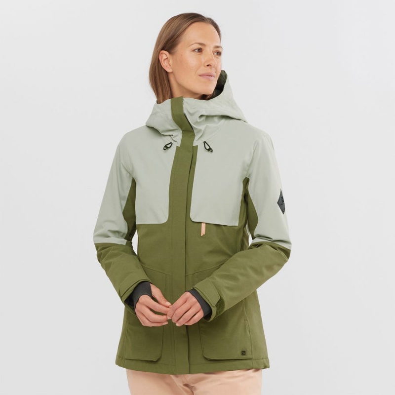 Chaquetas De Esquí Salomon PROOF LIGHT Mujer Verde Oliva | EC3199NWY