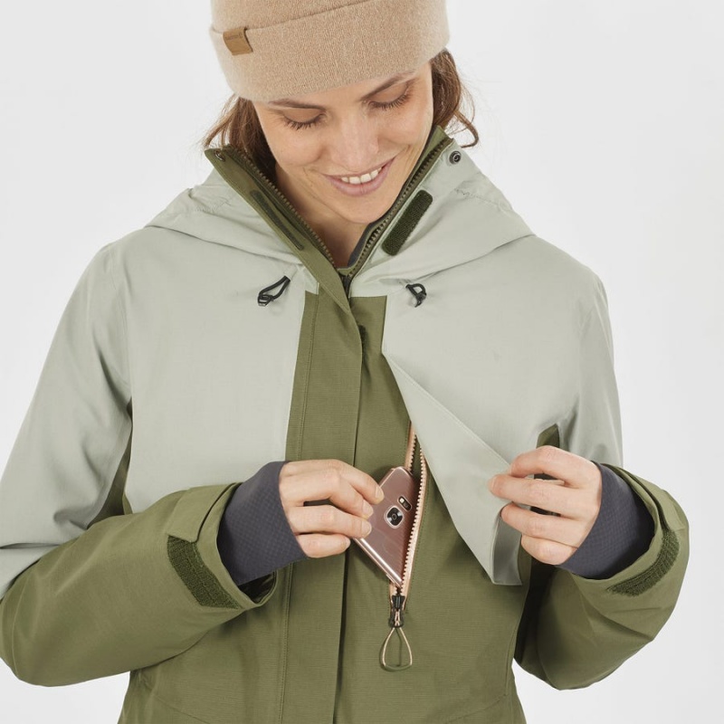 Chaquetas De Esquí Salomon PROOF LIGHT Mujer Verde Oliva | EC3199NWY