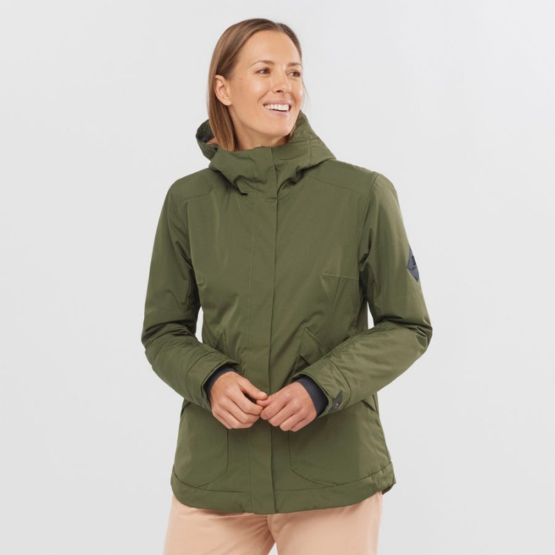 Chaquetas De Esquí Salomon SNOW REBEL Mujer Verde Oliva | EC3195XYU