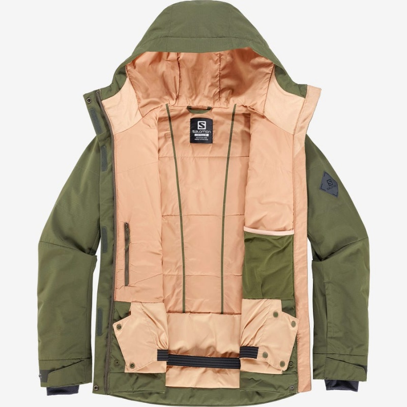 Chaquetas De Esquí Salomon SNOW REBEL Mujer Verde Oliva | EC3195XYU