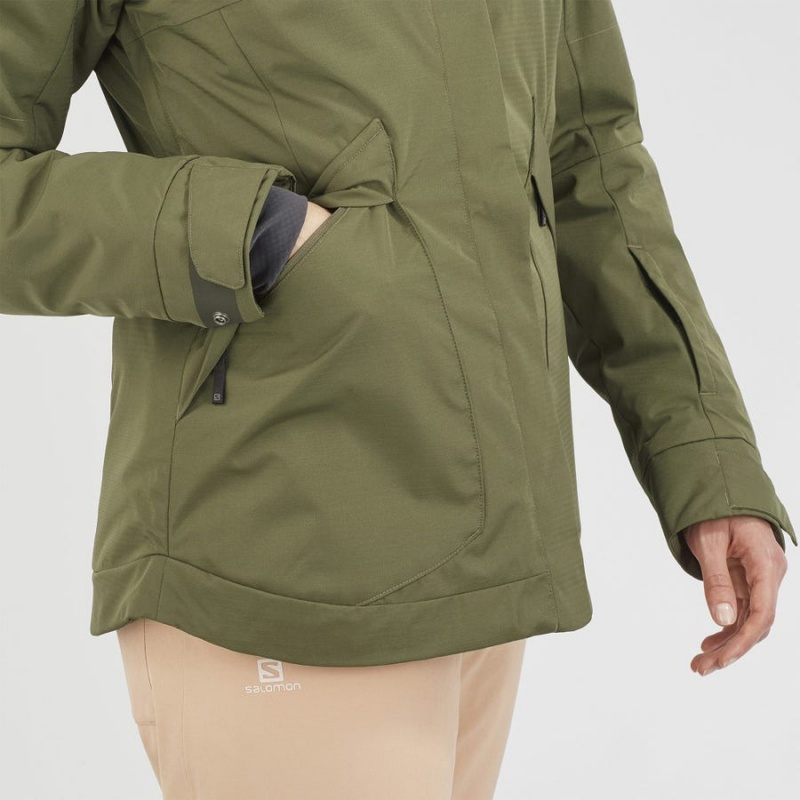 Chaquetas De Esquí Salomon SNOW REBEL Mujer Verde Oliva | EC3195XYU