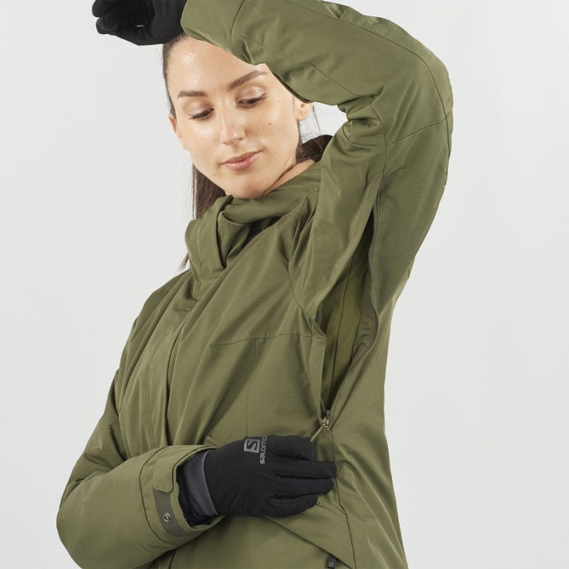 Chaquetas De Esquí Salomon SNOW REBEL Mujer Verde Oliva | EC3195XYU