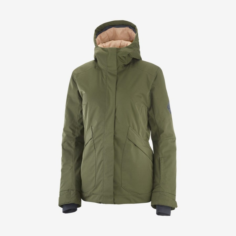 Chaquetas De Esquí Salomon SNOW REBEL Mujer Verde Oliva | EC3195XYU