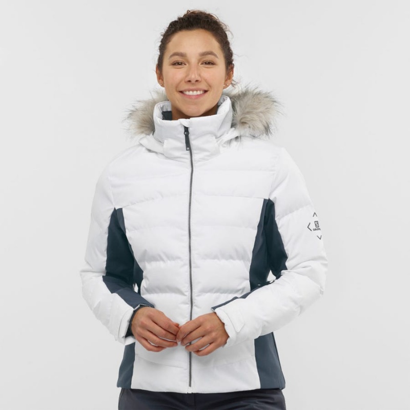 Chaquetas De Esquí Salomon STORMCOZY Mujer Blancas | EC3211SGL