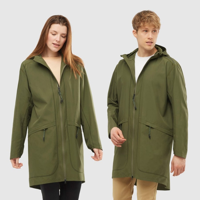 Chompas Salomon OUTLIFE LONG PACKABLE WINDBREAKERS Mujer Verde Oliva | EC3159SGL