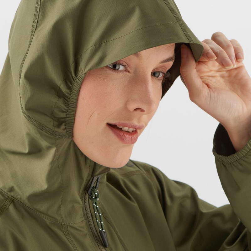 Chompas Salomon OUTLIFE LONG PACKABLE WINDBREAKERS Mujer Verde Oliva | EC3159SGL