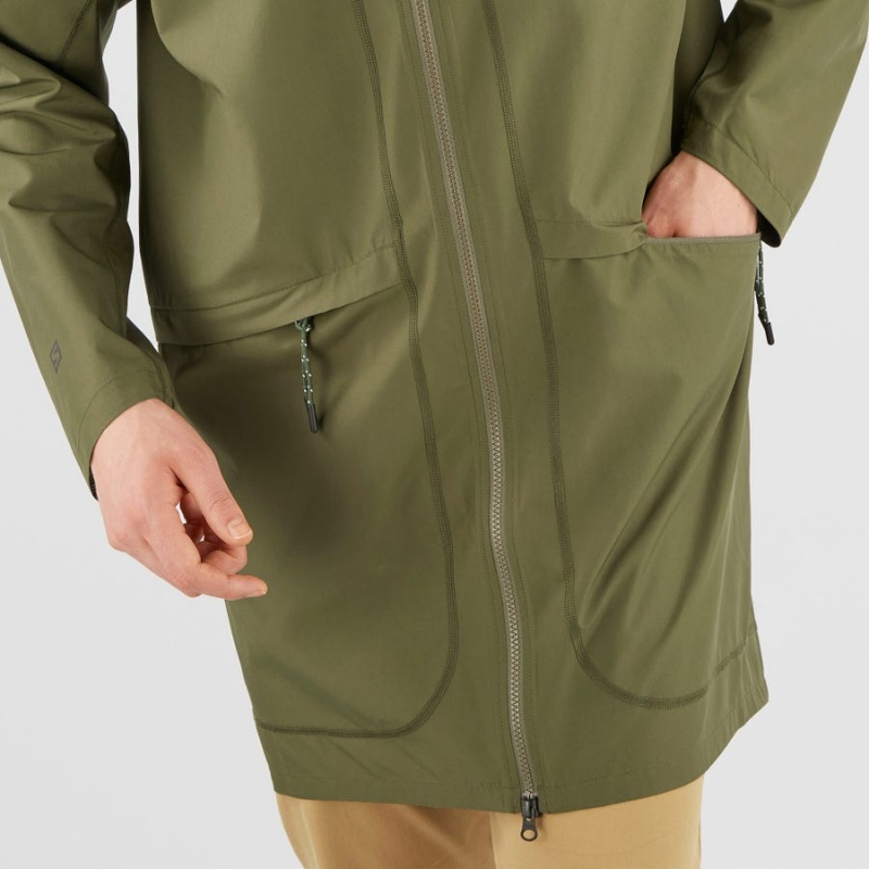 Chompas Salomon OUTLIFE LONG PACKABLE WINDBREAKERS Mujer Verde Oliva | EC3159SGL