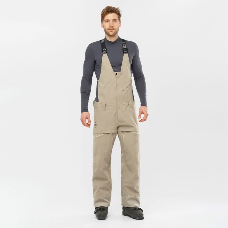 Pantalon Esquí Salomon STANCE 3L BIB Hombre Beige | EC2497MQZ