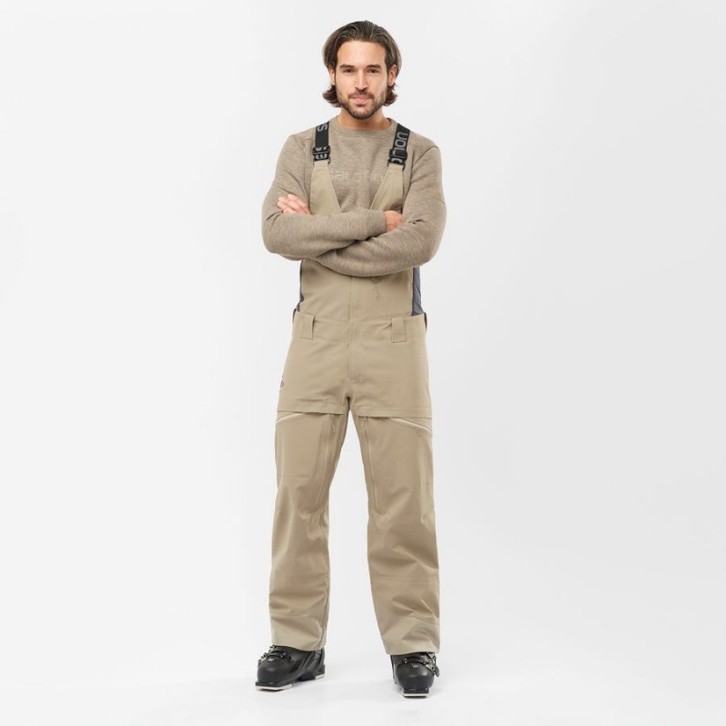 Pantalon Esquí Salomon STANCE 3L BIB Hombre Beige | EC2497MQZ