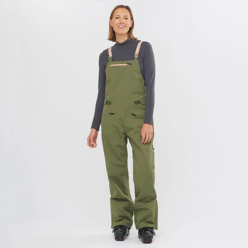 Pantalon Esquí Salomon STANCE 3L BIB Mujer Verde Oliva | EC3291DFM