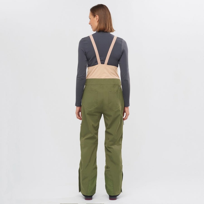 Pantalon Esquí Salomon STANCE 3L BIB Mujer Verde Oliva | EC3291DFM