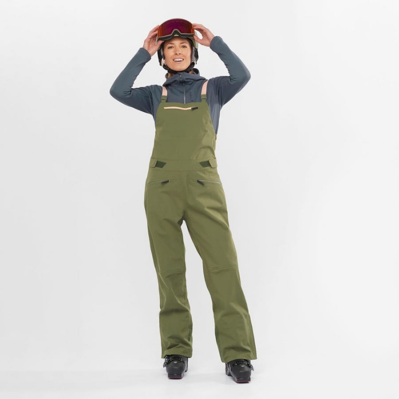 Pantalon Esquí Salomon STANCE 3L BIB Mujer Verde Oliva | EC3291DFM