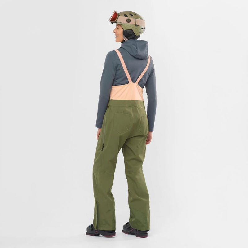 Pantalon Esquí Salomon STANCE 3L BIB Mujer Verde Oliva | EC3291DFM