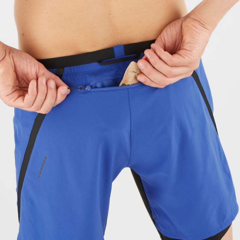 Short Salomon CROSS TWINSKIN Hombre Azules | EC2472MQZ