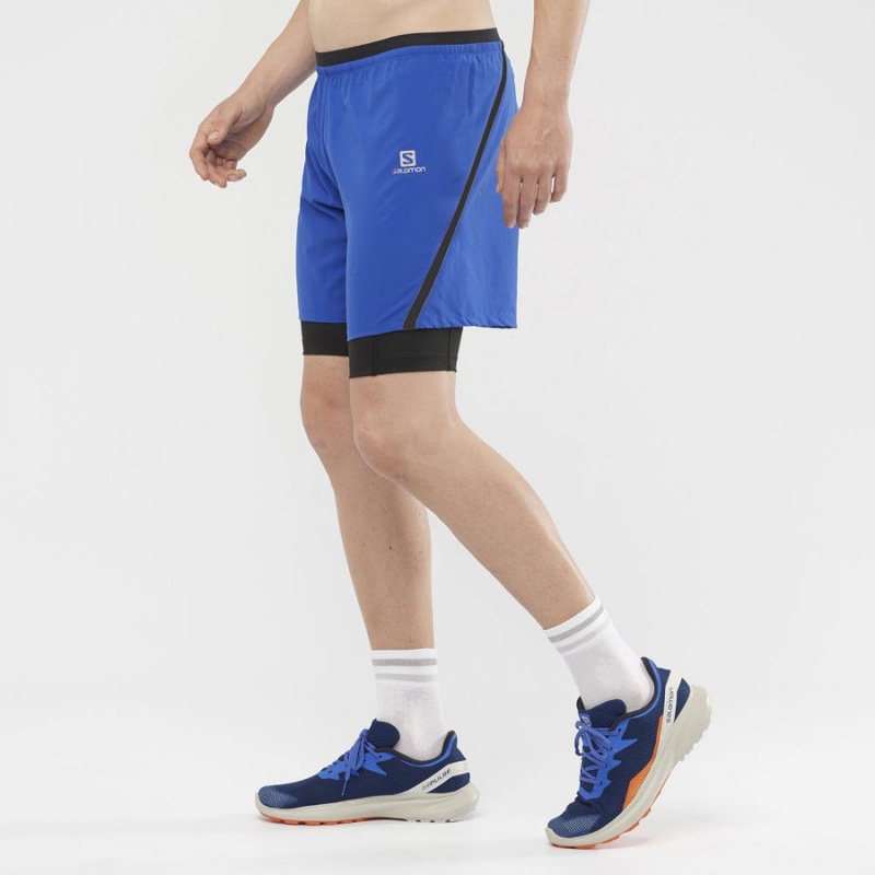 Short Salomon CROSS TWINSKIN Hombre Azules | EC2472MQZ