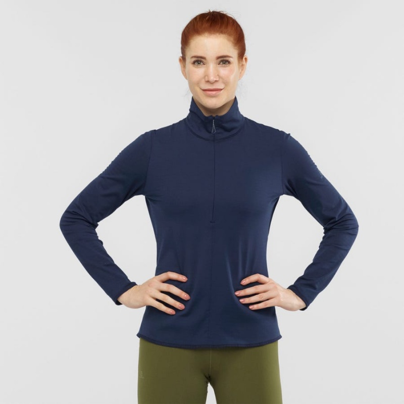 Sudadera con Capucha Salomon ESSENTIAL LIGHTWARM Mujer Azul Marino | EC3098WNB