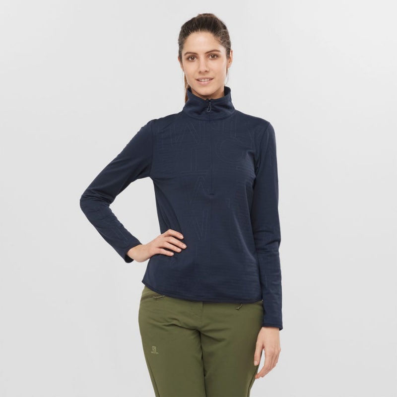 Sudadera con Capucha Salomon ESSENTIAL LIGHTWARM Mujer Azul Marino Azules | EC3099AHK