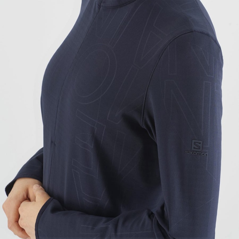 Sudadera con Capucha Salomon ESSENTIAL LIGHTWARM Mujer Azul Marino Azules | EC3099AHK