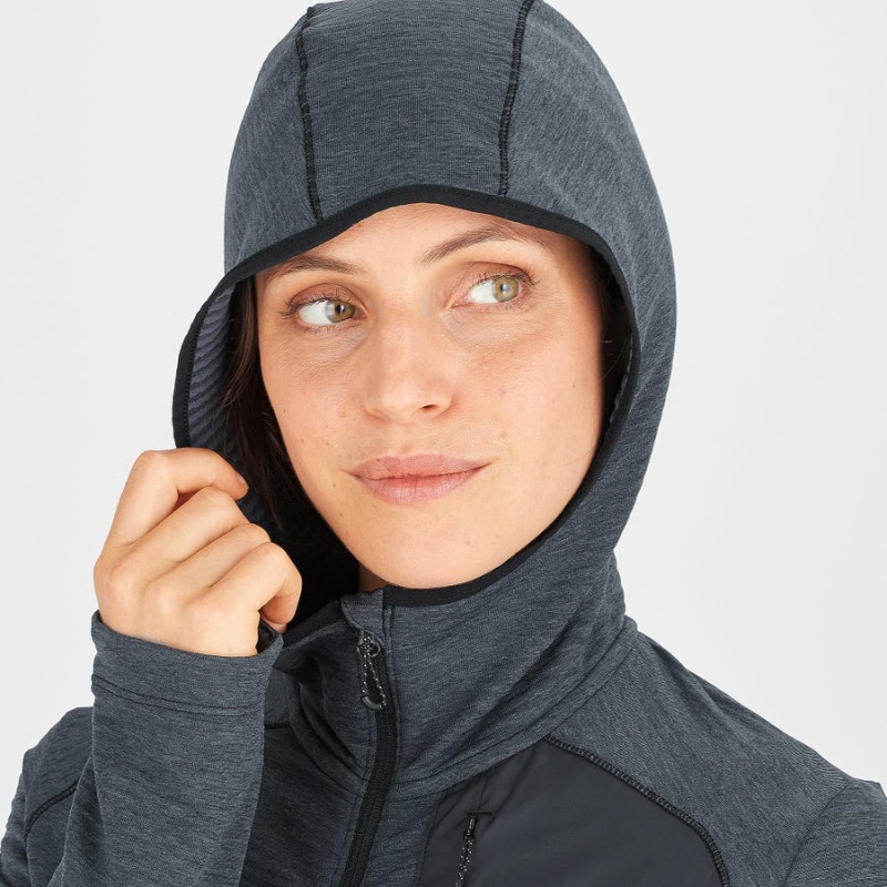 Sudadera con Capucha Salomon ESSENTIAL LIGHTWARM HOODED Mujer Negras | EC3118VRW