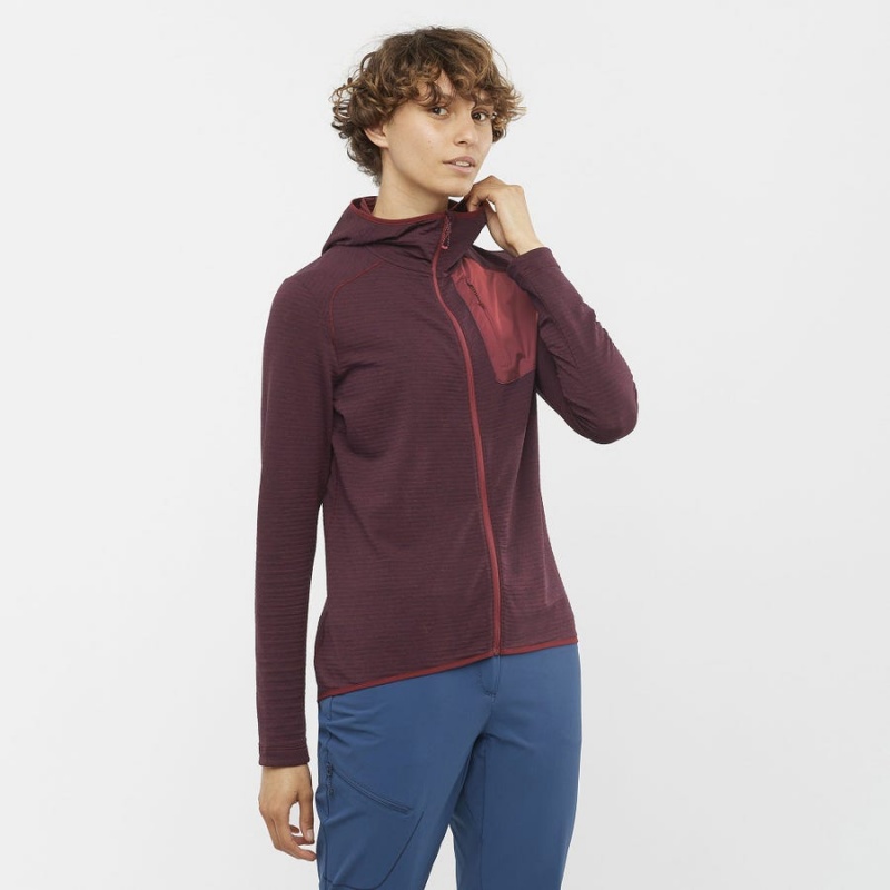 Sudadera con Capucha Salomon ESSENTIAL LIGHTWARM HOODED Mujer Rojas | EC3120NWY