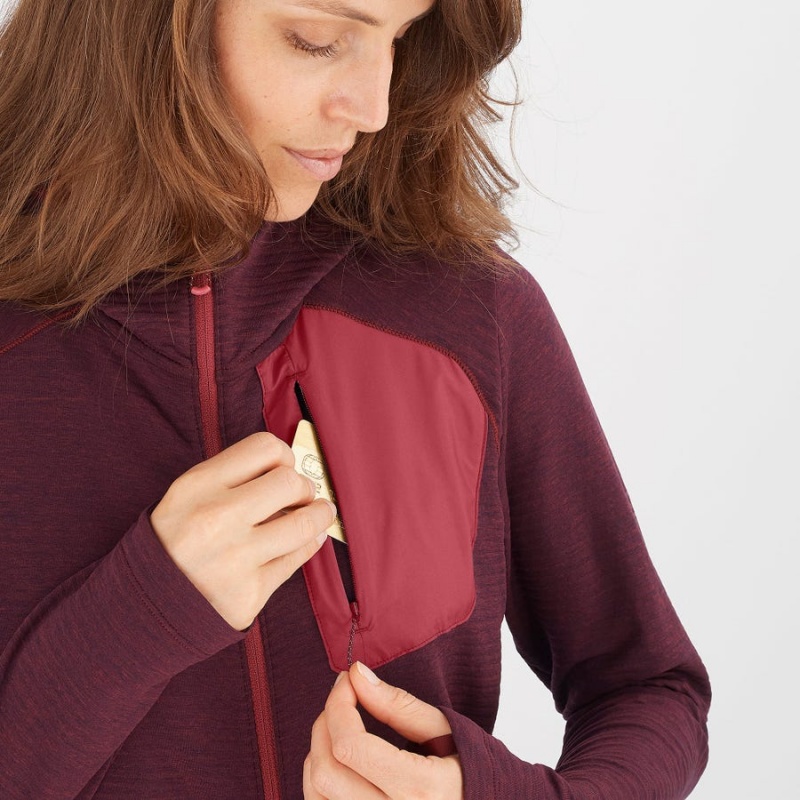 Sudadera con Capucha Salomon ESSENTIAL LIGHTWARM HOODED Mujer Rojas | EC3120NWY