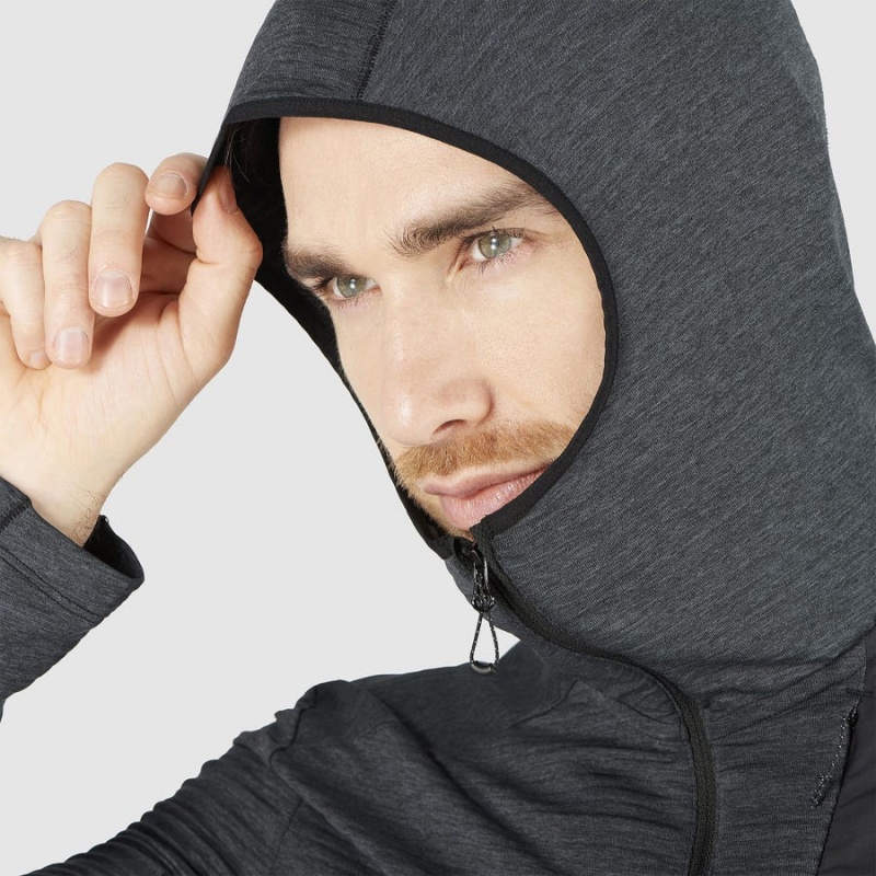 Sudadera con Capucha Salomon ESSENTIAL LIGHTWARM HOODED Hombre Negras | EC2408FDN