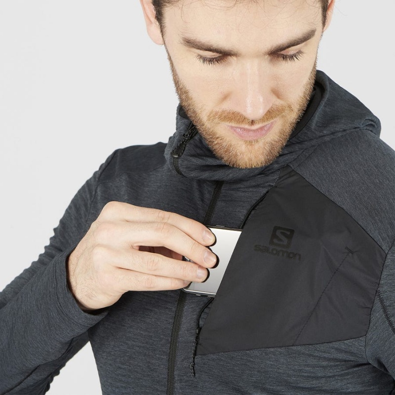 Sudadera con Capucha Salomon ESSENTIAL LIGHTWARM HOODED Hombre Negras | EC2408FDN