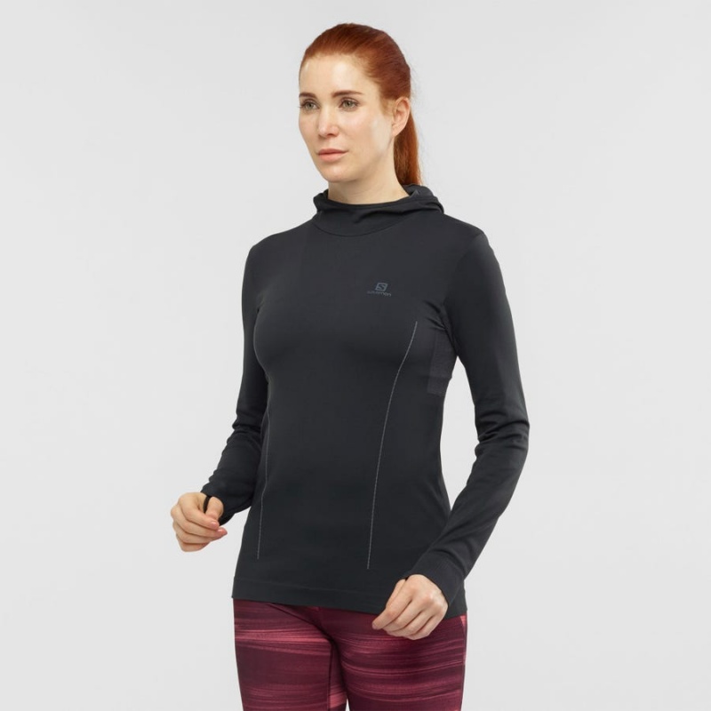 Sudadera con Capucha Salomon ESSENTIAL SEAMLESS Mujer Negras | EC3091XYU