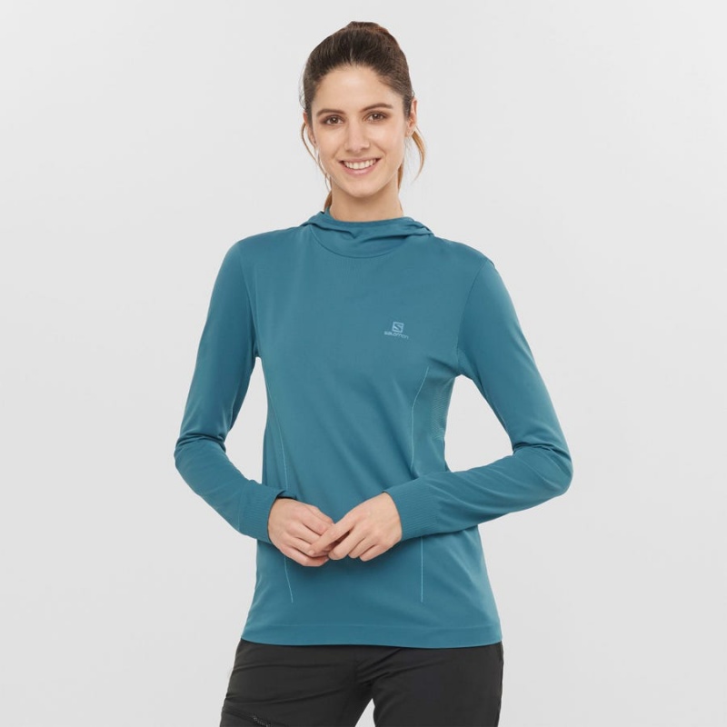 Sudadera con Capucha Salomon ESSENTIAL SEAMLESS Mujer Azul Marino | EC3093VRW