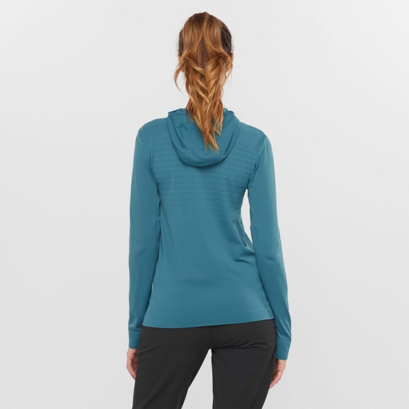 Sudadera con Capucha Salomon ESSENTIAL SEAMLESS Mujer Azul Marino | EC3093VRW