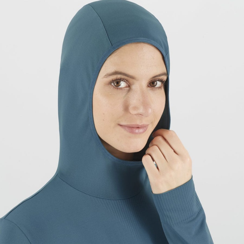 Sudadera con Capucha Salomon ESSENTIAL SEAMLESS Mujer Azul Marino | EC3093VRW