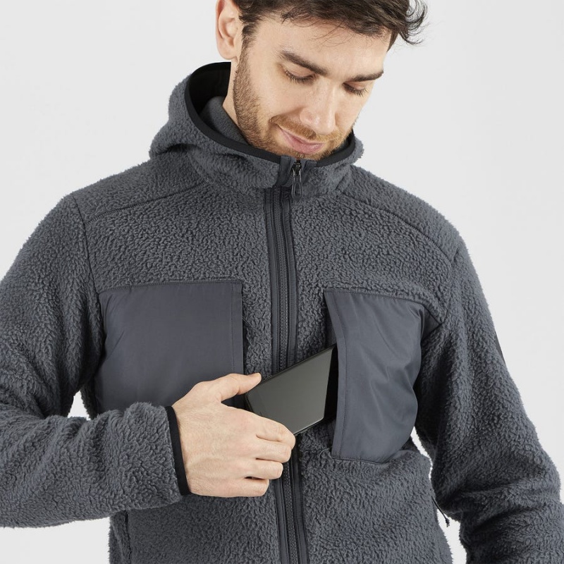 Sudadera con Capucha Salomon ESSENTIAL WARM TEDDY Hombre Gris | EC2411JPQ